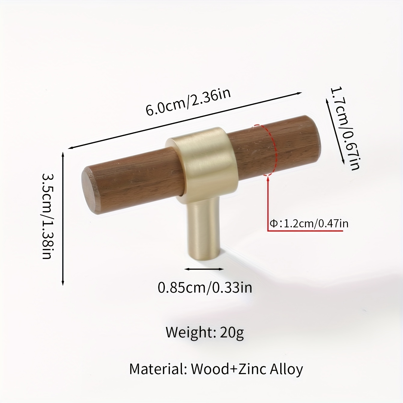 Single Walnut Wood Solid Handle For Drawer Cabinet Doors
