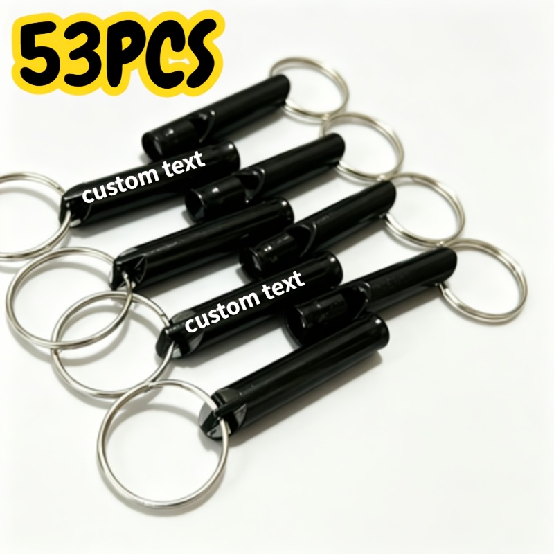 53pcs Custom Engraved Survival Whistle Keychains Set