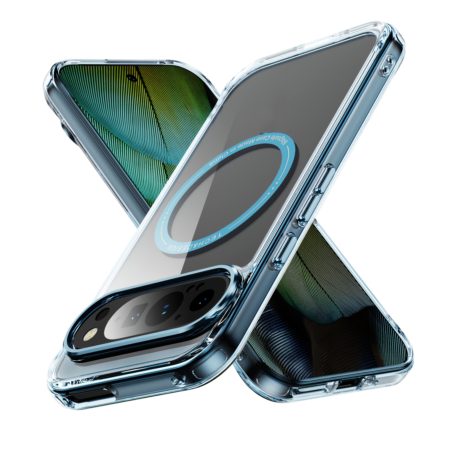 TEMU Fashionable Shockproof Transparent Phone Case For Google Pixel 10 Pro/10 Pro Xl/pixel 9/9 Pro/9 Pro Xl With Magnetic Ring, Compatible With