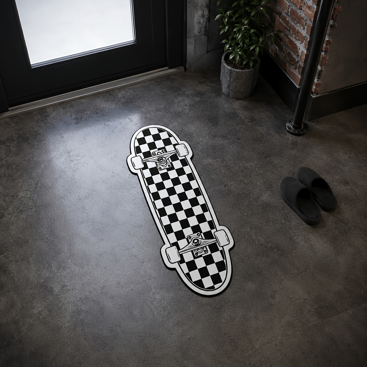 TEMU Tapis de sol irrégulier de skateboard à motif , tapis créatif tendance de style vintage, tapis de et cool, tapis de sol de chevet de chambre,