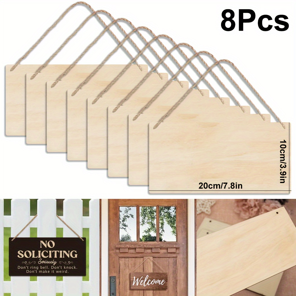Image of 4/8/12/16/20pcs Wooden Board Material, 7.87x3.93in/20x10cm, 2mm Thick, , Laser Cut, , Colored, With Hole, For Woodworking, Building Model