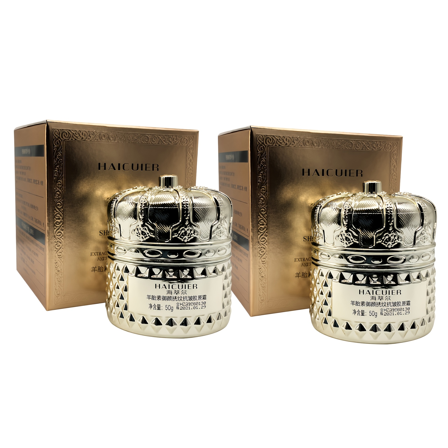 TEMU Haicuieir Sheep Placenta Extract Collagen Cream 2 Box/ 100g, High-end Firming Cream, Contains Collagen, Hyaluronic Acid, Moisturizing, Hydrating