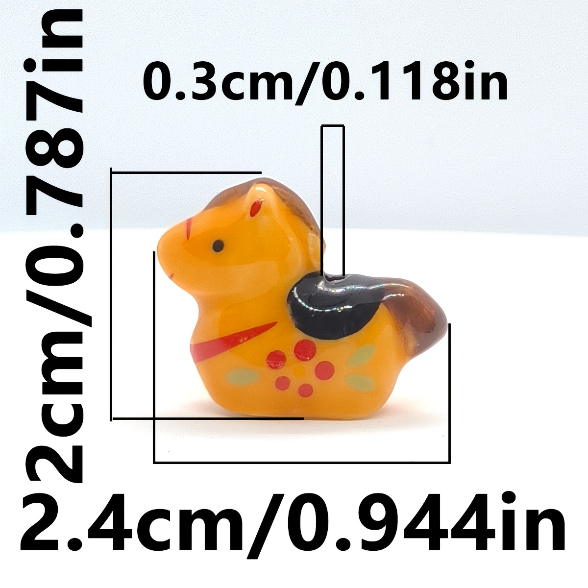 3pcs Yellow Pony Plum Blossom Pattern Ceramic Beads for DIY Crafts