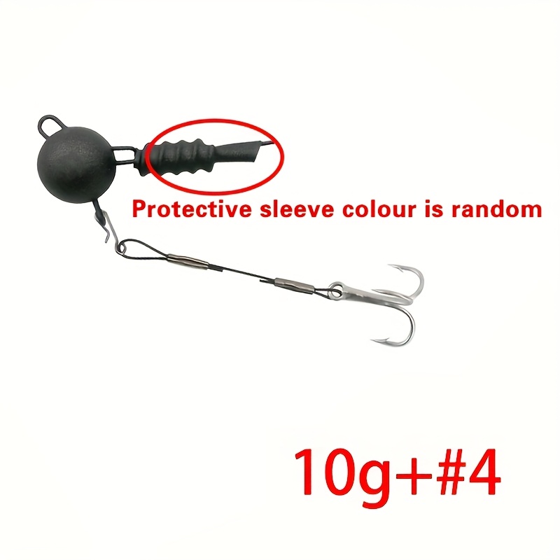 Yoto 1set Screwball Jig Head Rig With Hook For Soft Fishing Lures, Treble Hook For Pike Perch Zander