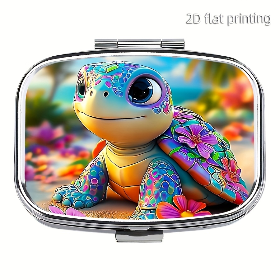 Image of 1pc Cute Turtle Pill Box, 2-compartment Pill Case, Portable Pill Box For Pocket Or Purse, Mini Pill Organizer For Travel Or Daily Unique Gift