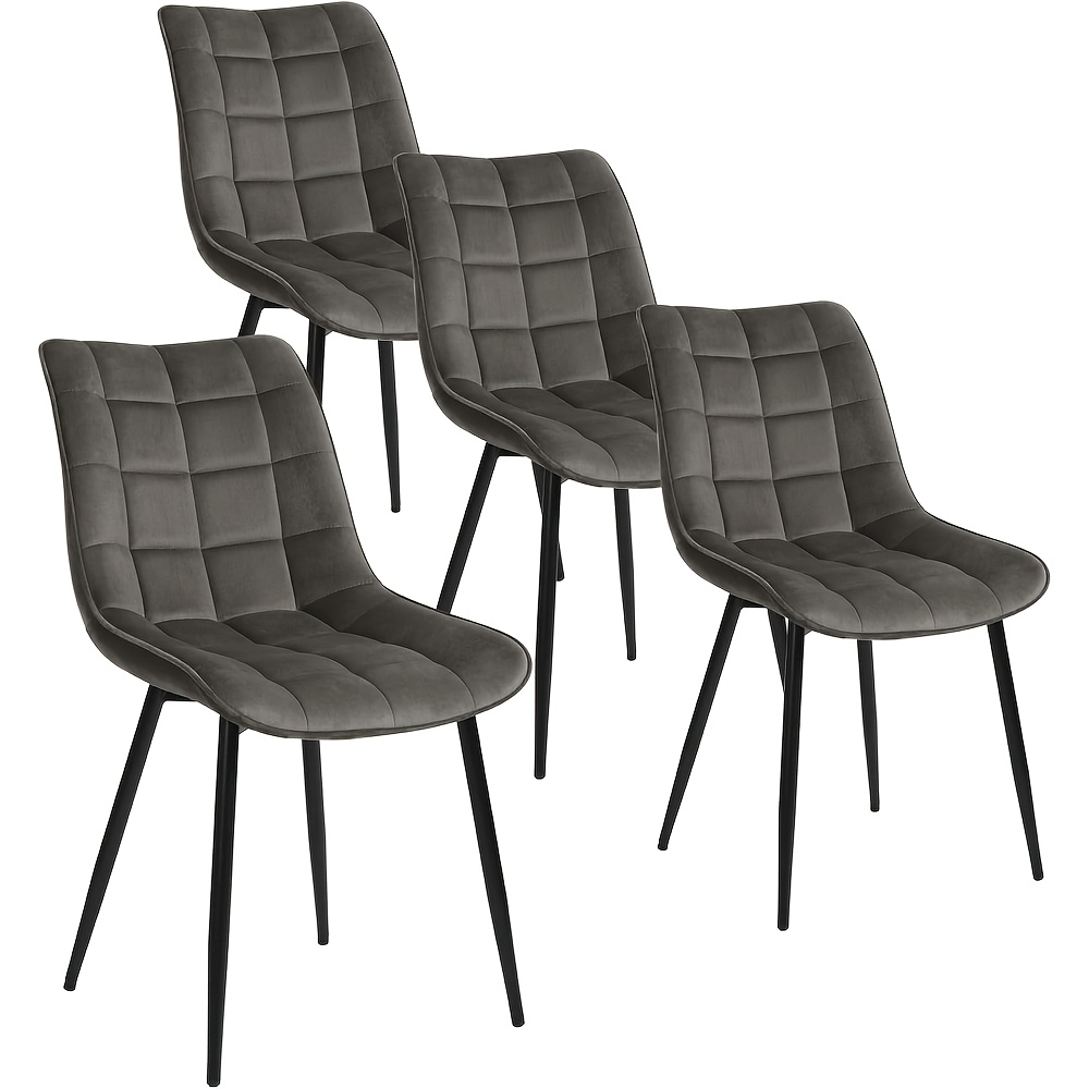 4pcs Chair Set - Burgundy Red Velvet Upholstered Stackable Armchairs With Cushioned Seats, Metal Legs - Sofa/desk Chairs For Reception, Dining Room, Conference - Easy-clean Wipeable Furniture