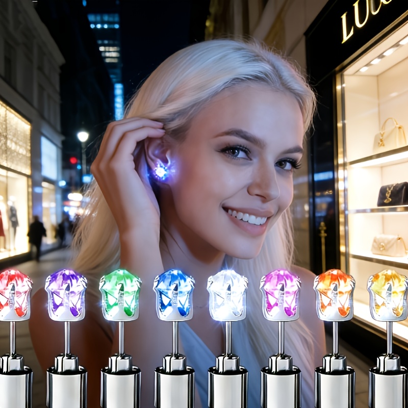 TEMU Multicolor Led Flashing Neutral Earrings, 2pcs Per Pack. Hypoallergenic Exquisite And Cool Jewelry, Same Style For Men And Women, Trendy