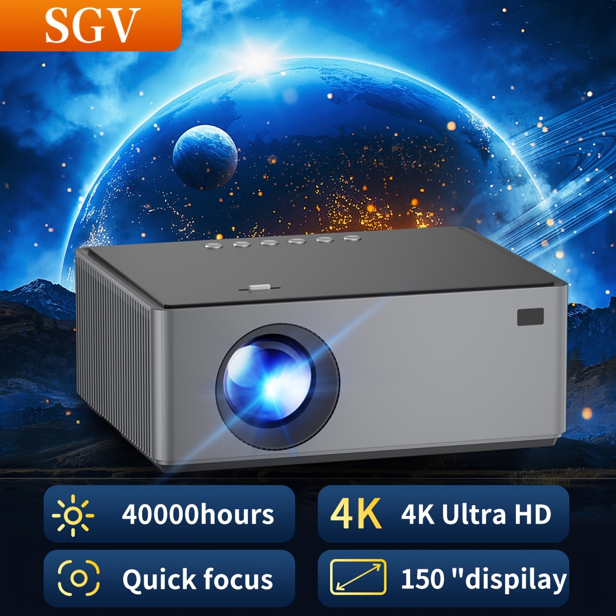 

Sgv Upgraded 1080p 4k Support Vedio Projector Built-in Android Tv With Wifi 6 And Bt 5.2 Great For Home Movies Theater And Outdoor Projections Compatible With Ios/android/pc//ps4/tv Stick//usb