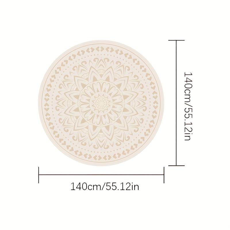 TEMU 1000g/㎡ Imitation Cashmere  10mm Cream Vintage Round Carpet For Living Room Decoration, Luxurious Soft Rug For Bedroom Vanity, Fluffy And Soft