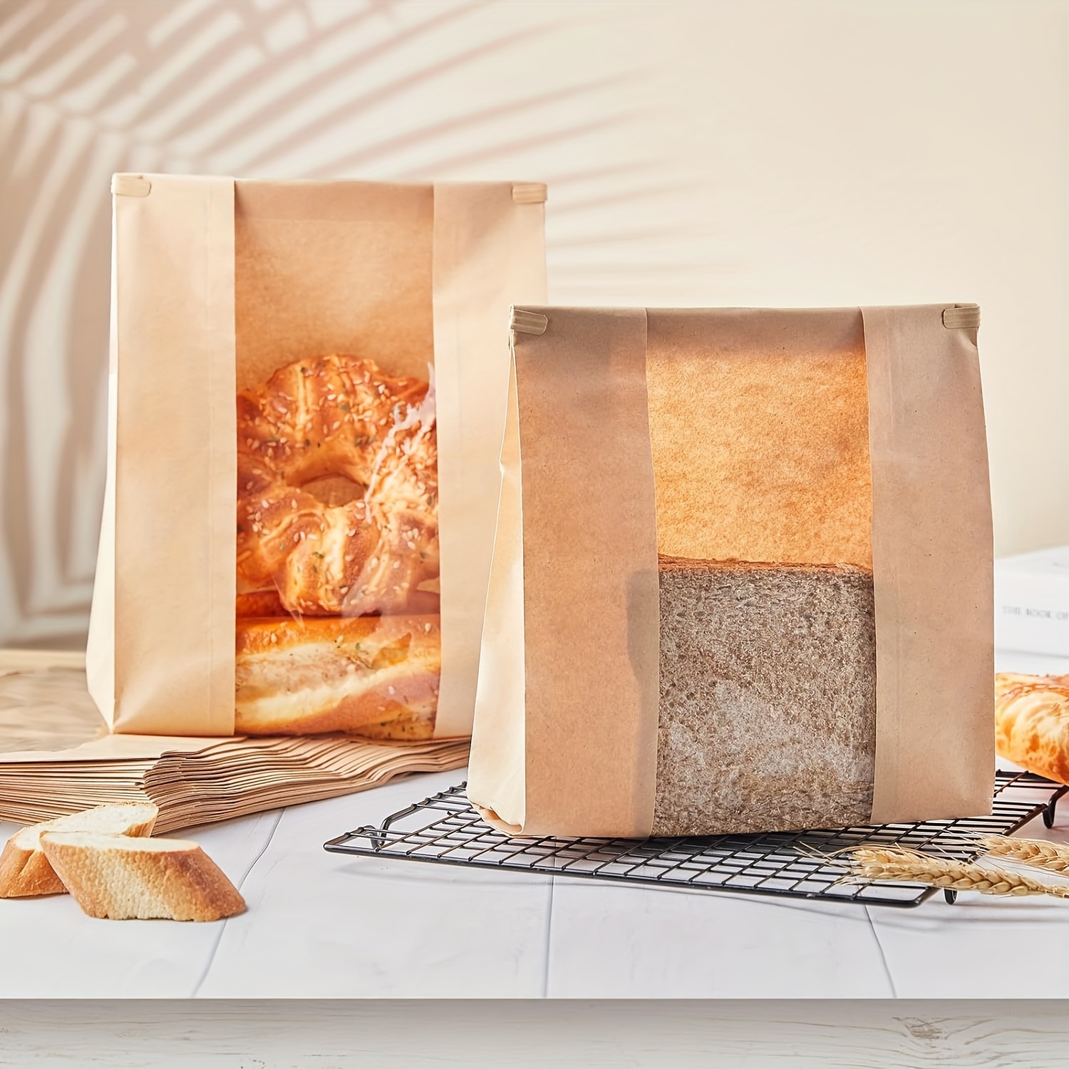 50pcs Paper Bread Bags For Homemade Bread Sourdough Bread Bags Large  Paper Bakery Bag With Window For Baked Food Packaging Storage, Sealing