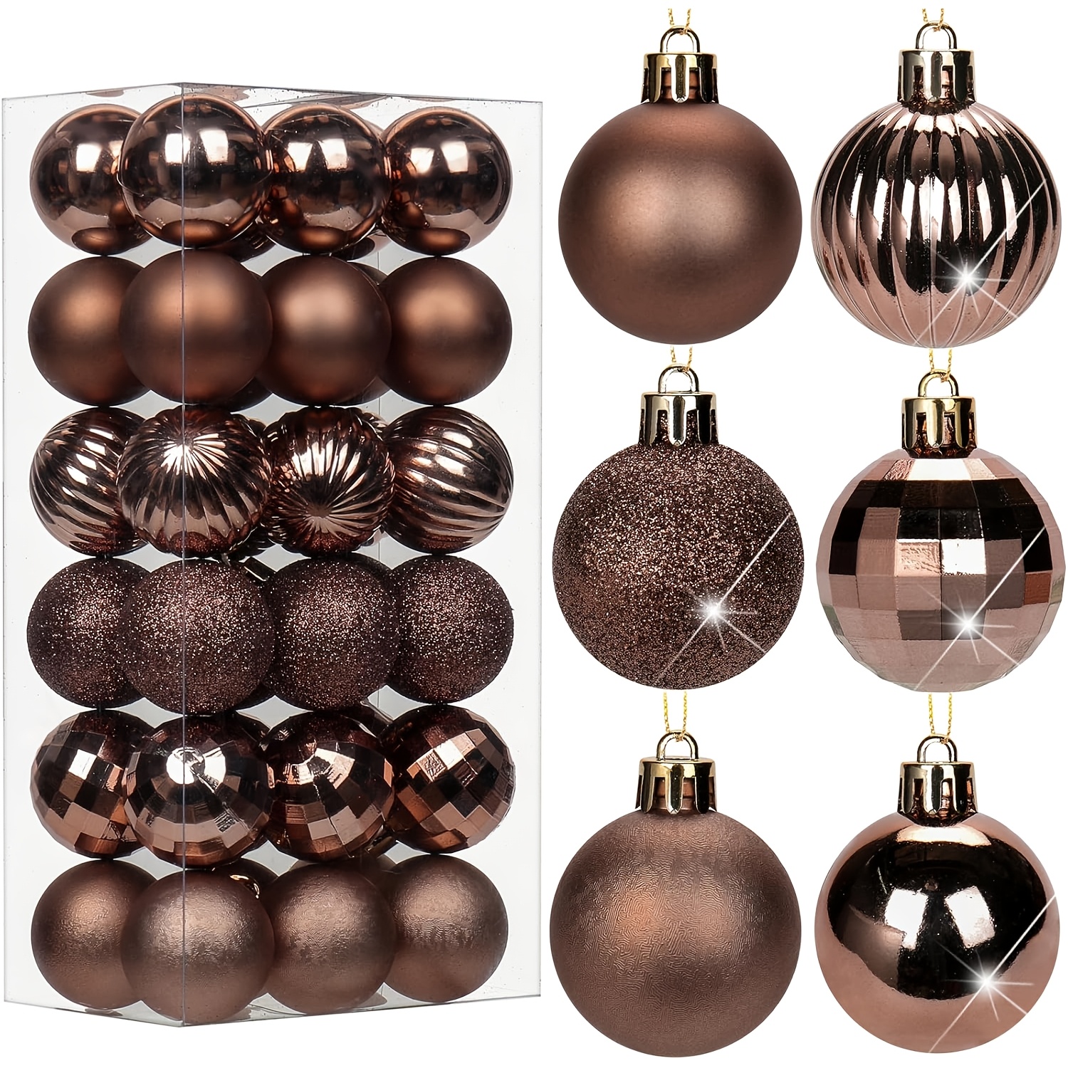TEMU 36pcs Plastic Christmas Balls Ornaments 1.6", Hanging Strings Included Christmas Tree Decoration, Mini Shatterproof Christmas Tree Decorations