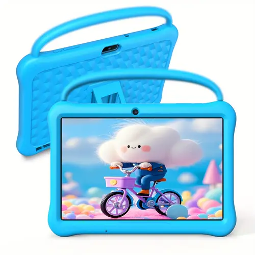10 inch android 13 kids tablet hand in hand with silicone case anti slip anti drop 64gb rom 2gb core processor 1tb extended wifi 6000 mah battery