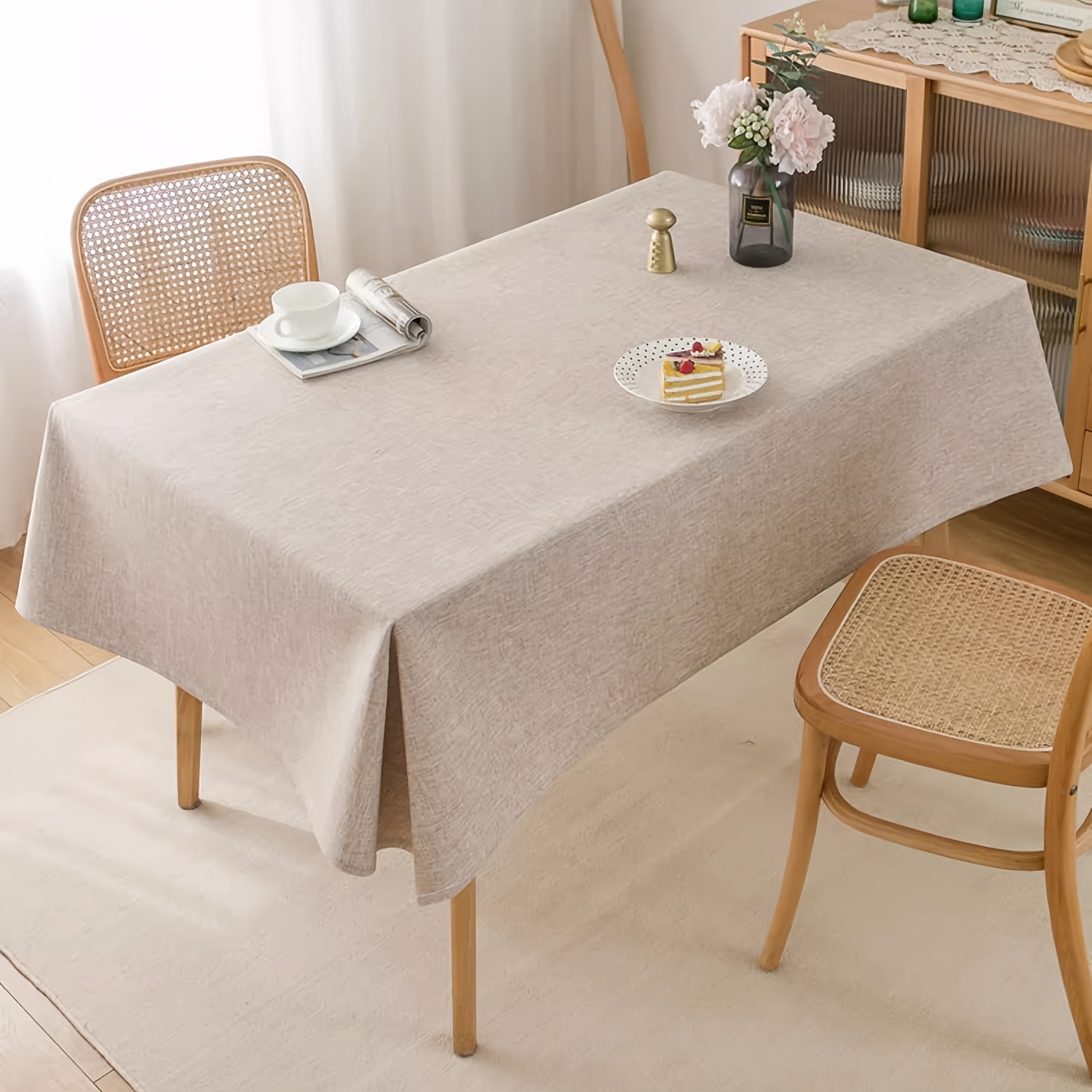 

Waterproof And Oil-resistant Polyester Tablecloth, Rectangular For Or Holiday Gatherings, Home Dining Decor