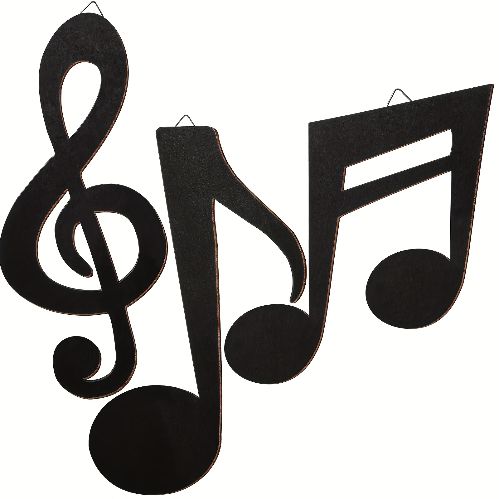 TEMU 3pcs Black Treble Clef Wooden Wall Decor, Musical Notes Wall Art, Musical Notes Wooden Wall Decor, Musical Notes Party Decor For Bar/music