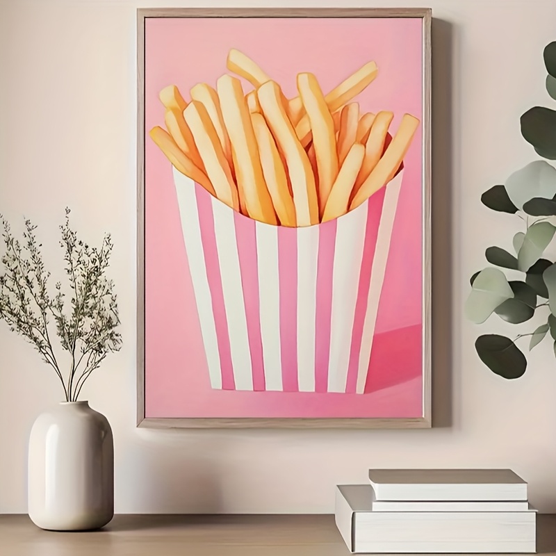 TEMU 2d Flat, 1pc Canvas Poster, Vintage Kitchen Art, Still Life Dining Room, Pink Kitchen Poster, , 15.75Ã23.6 Inches