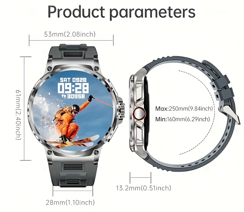 Montre Connectée Homme avec Écran HD 1,85 Pouces, Compatible Sans Fil, Appels Sans Fil et Notifications Push, Suivi Fitness avec 100+ Modes Sportifs, Moniteur de Pas/Calories/Sommeil, Contrôle Musical, Batterie Longue Durée (Compatible avec /