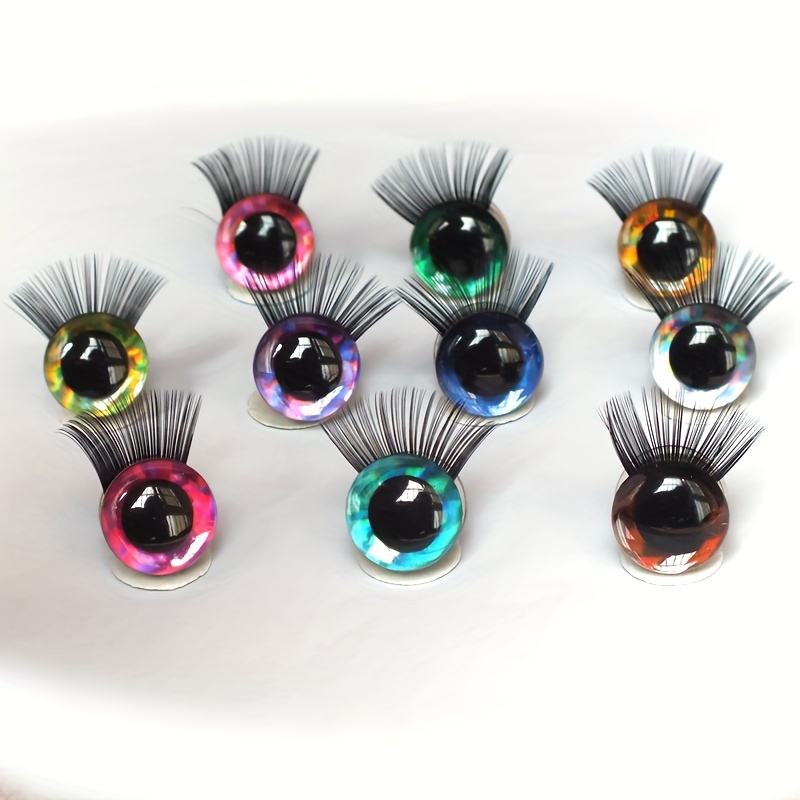 

20pcs/lot Laser Safety Eyes With Eyelash For Diy Stuffed Animals Doll Crochet Eyes Doll Making Supplies Safe Eyes Mixed Colors