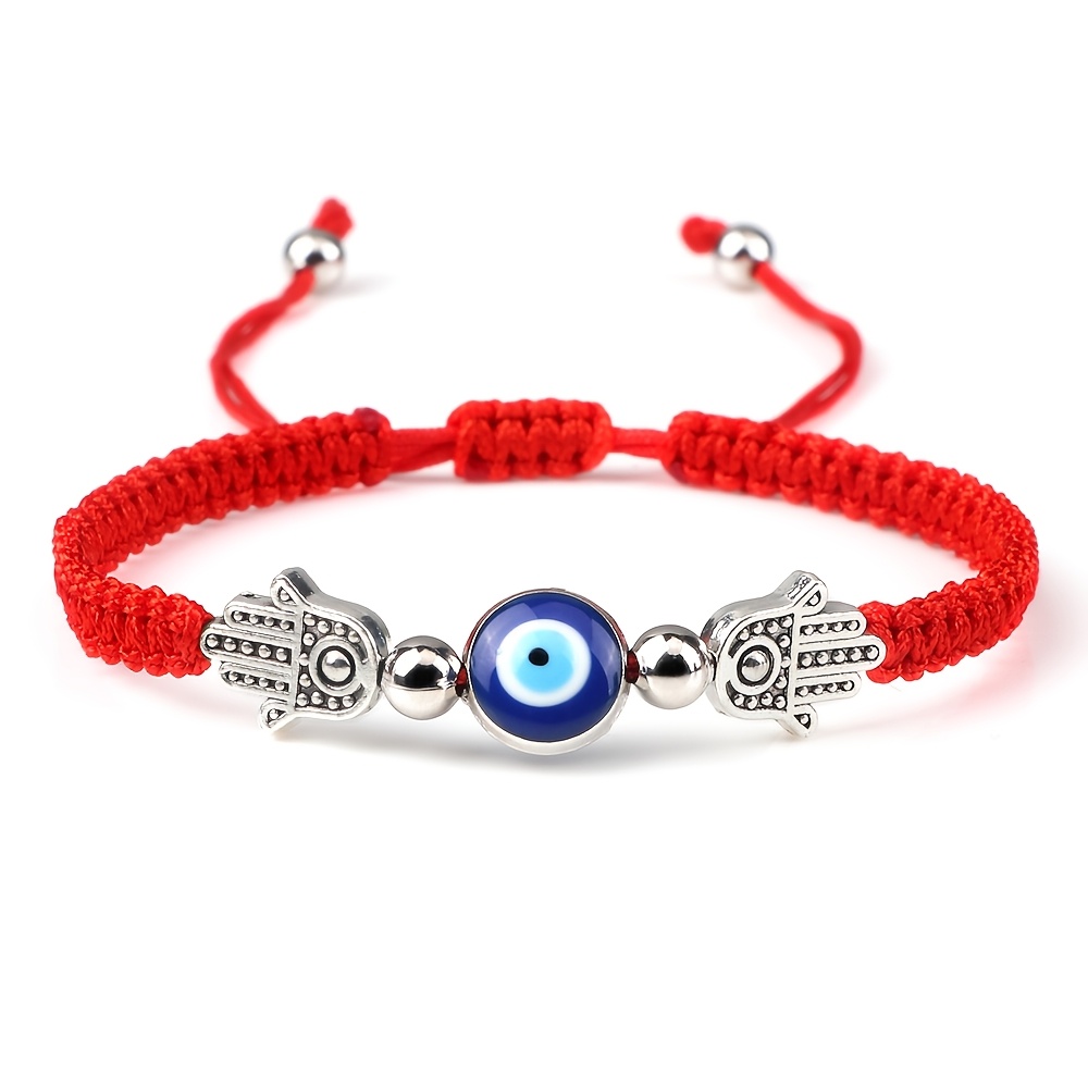 TEMU 1pc Hand-woven Palm Evil Eye Pendant For Men And Women, Bohemian Couple' Accessory Gift, Multiple Colors With Nylon Cord Bracelet