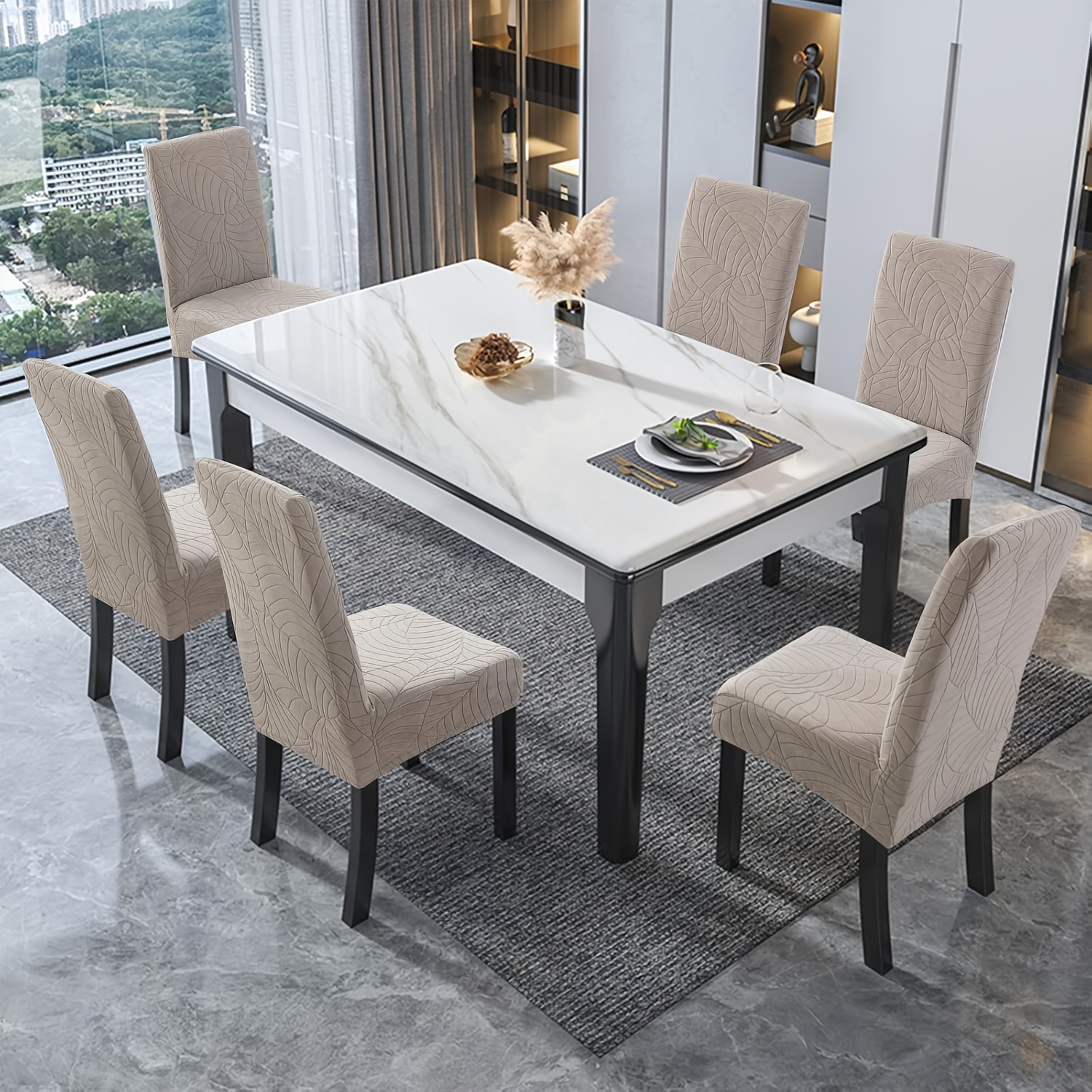 Temu 2/4/6Pcs Stretch Chair Covers For Dining Room Chairs, Stretch High Back Chair Covers, Modern Chair Covers, Slipcover, Removable, Washable Chairs-image