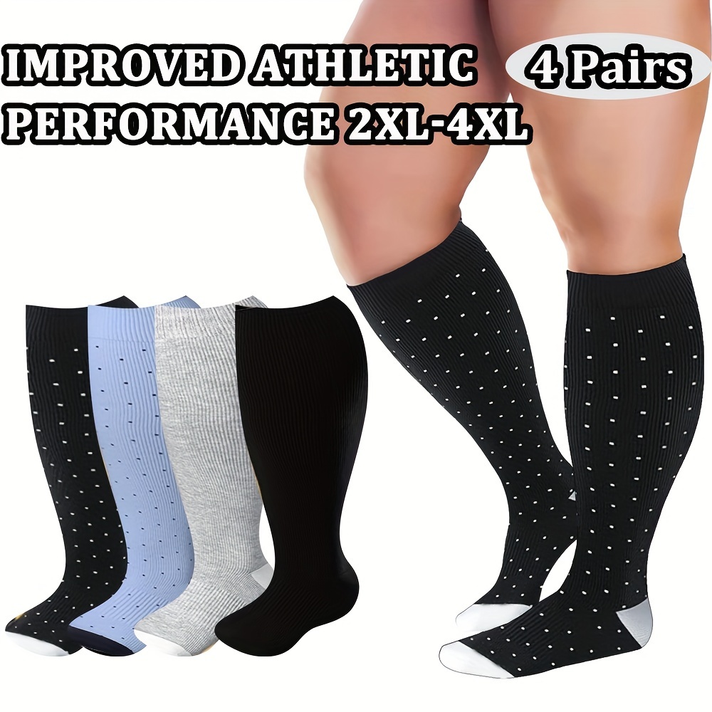 

4 Pairs Of Plus Size Nylon Socks 2xl-4xl