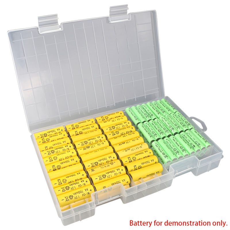 1 Battery Storage Box Can Hold 60 Aa Batteries And 40 Aaa Batteries, Suitable For Household Battery Storage, 10.7*6.6*1.4 "