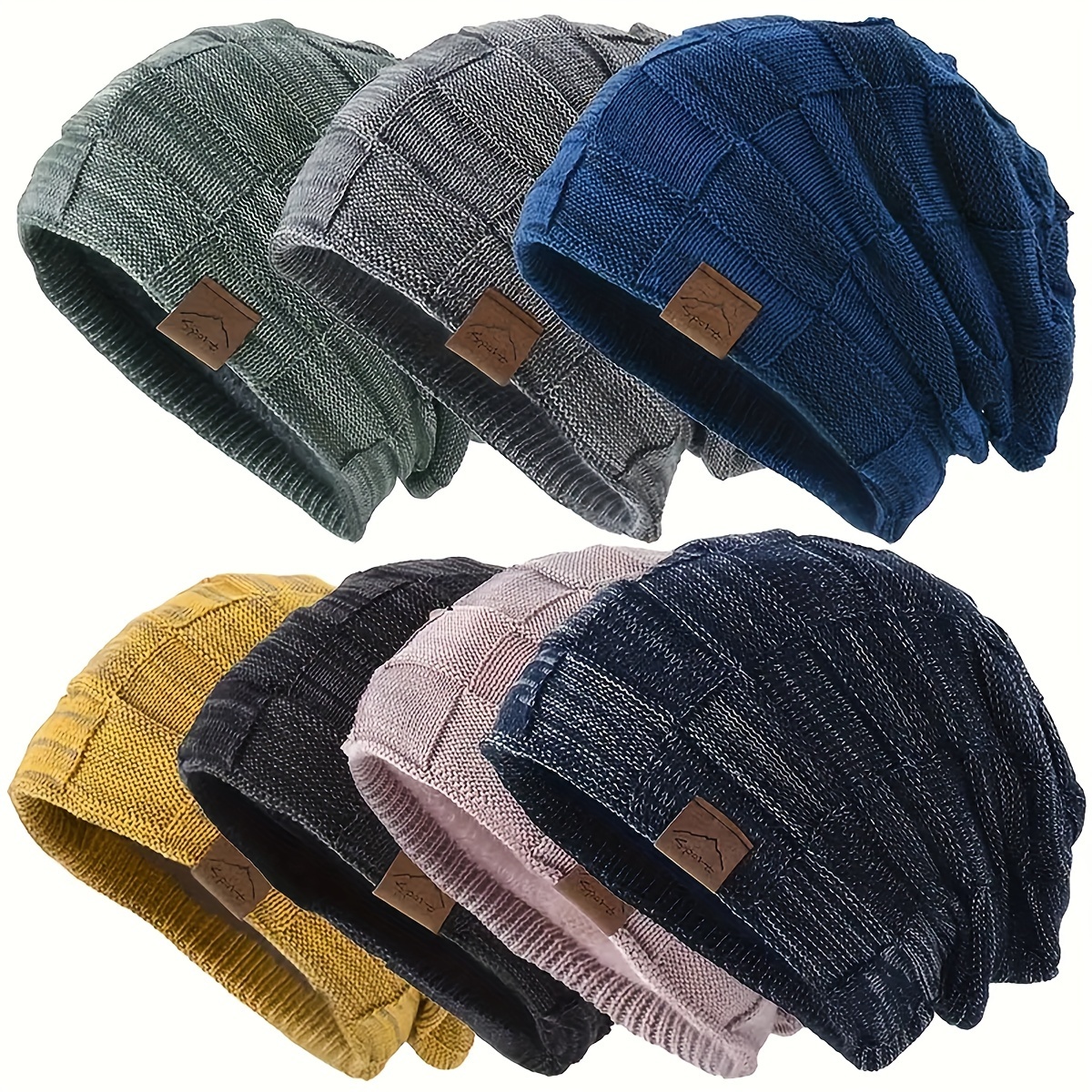 

Bonnet d'hiver en tricot, mélange acrylique et polyester côtelé à la mode, stretch moyen, bonnet en tricot chaud avec doublure en polaire douce