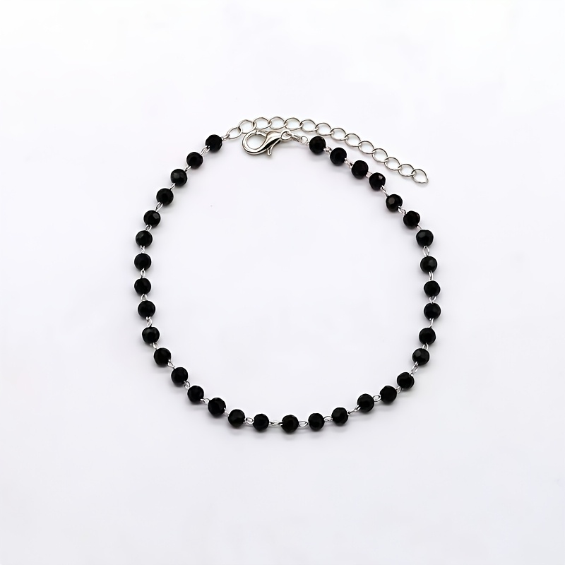 Women's Low Allergy Stainless Steel Black Cut Beaded Bracelet