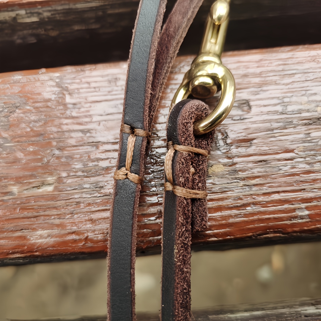 Vintage Lightweight Cowhide Puppy Leash with Brass Hook