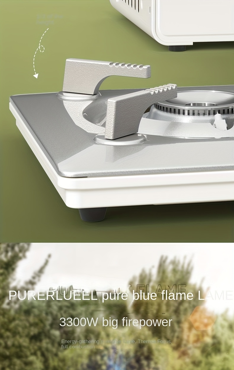 [Travel Essential] Ultra-Thin White Portable Carb Stove with Safety Lock & Piezoelectric Ignition, 3500W High-Power Butane Burner for Camping, Hiking, and Outdoor Cooking, Includes Smart Safety Gas Cut-Off Feature, Camping Stove