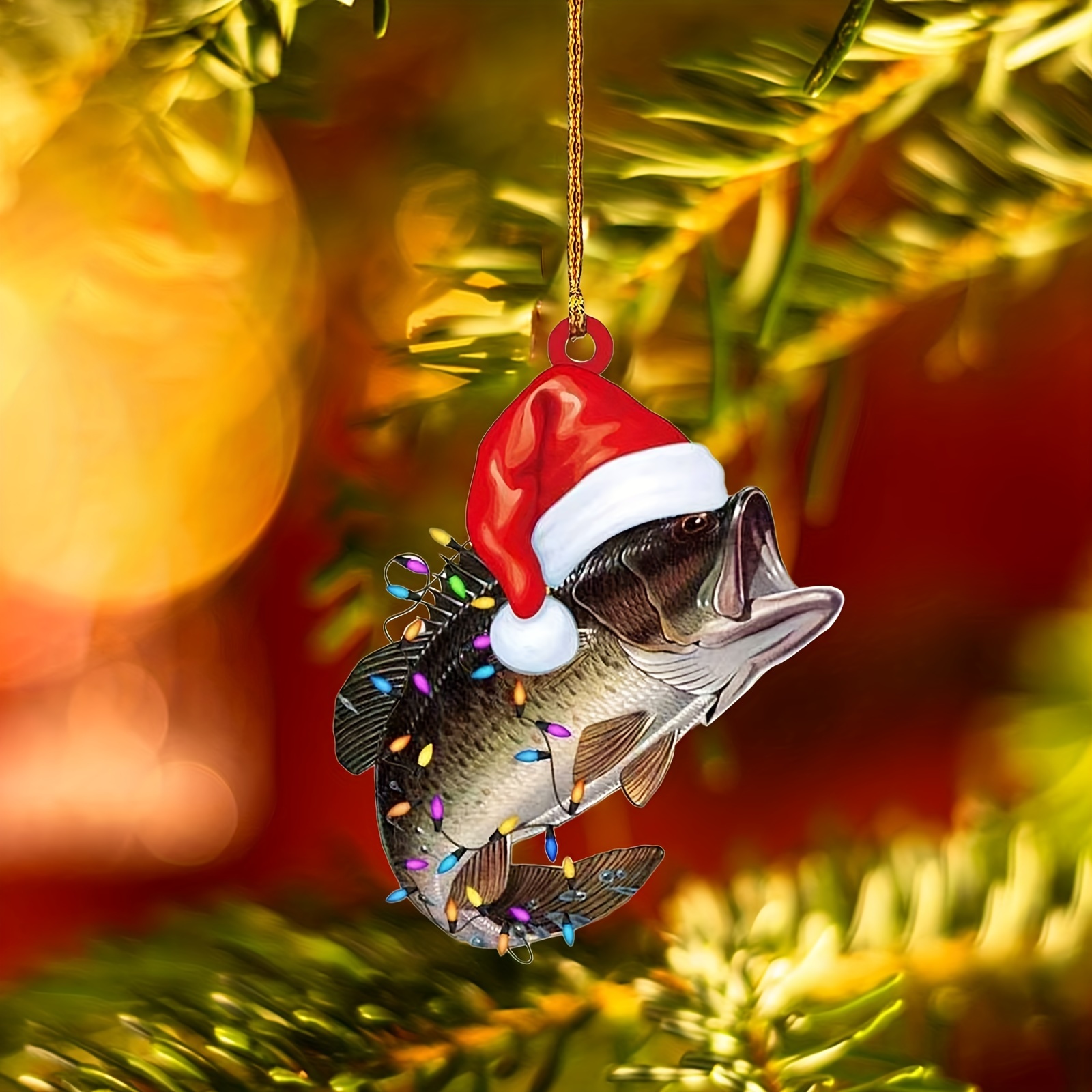 

Art Deco Acrylic Fish Christmas Ornaments - Fish Decorations With Santa Hats, Multipurpose For , Non-electric Tree