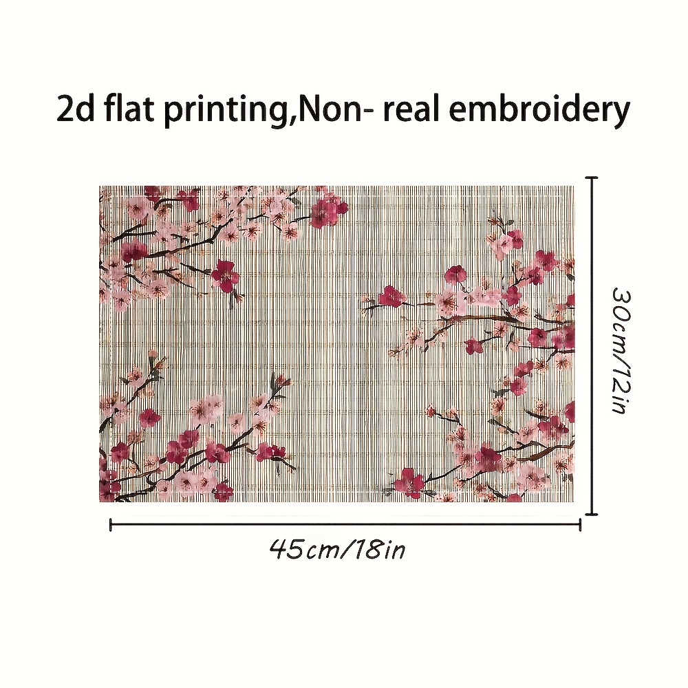 TEMU 12x18 Inch Washable Mediterranean Placemats Suitable For Cherry Table Mats With Bamboo Pattern, Machine-washable Rectangular Table Protectors