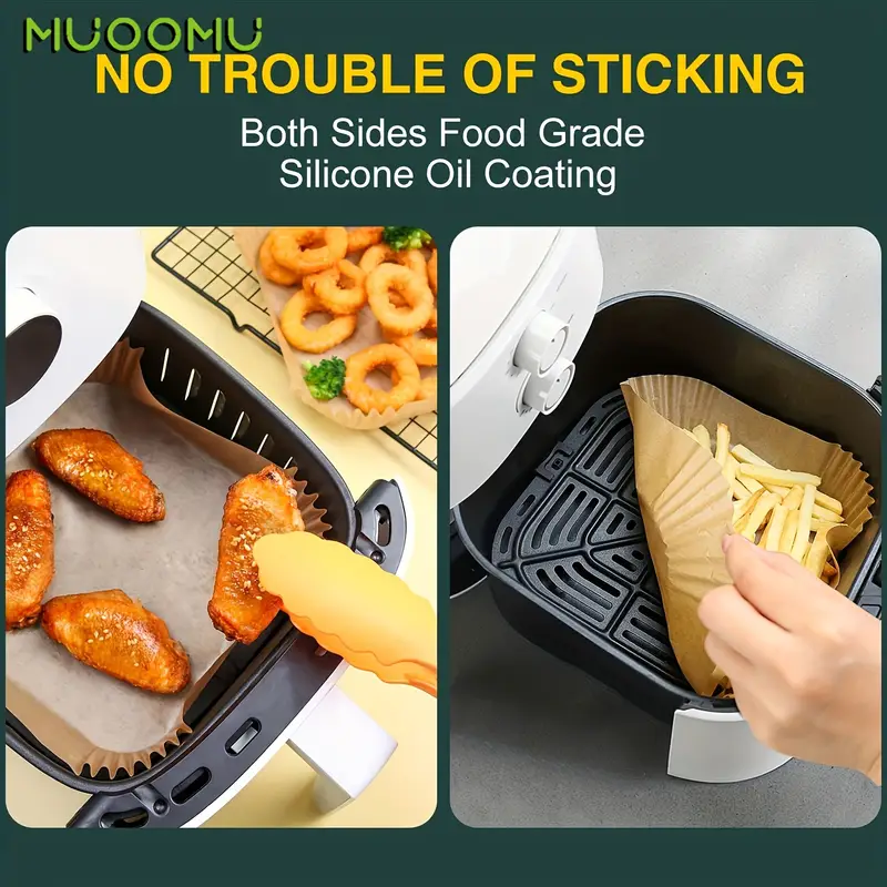 50 100 150 200pcs square air fryer paper disposable baking paper household kitchen supplies 5 00mm thickened water resistant perforated parchment liners for healthy cooking baking and frying Product details 1