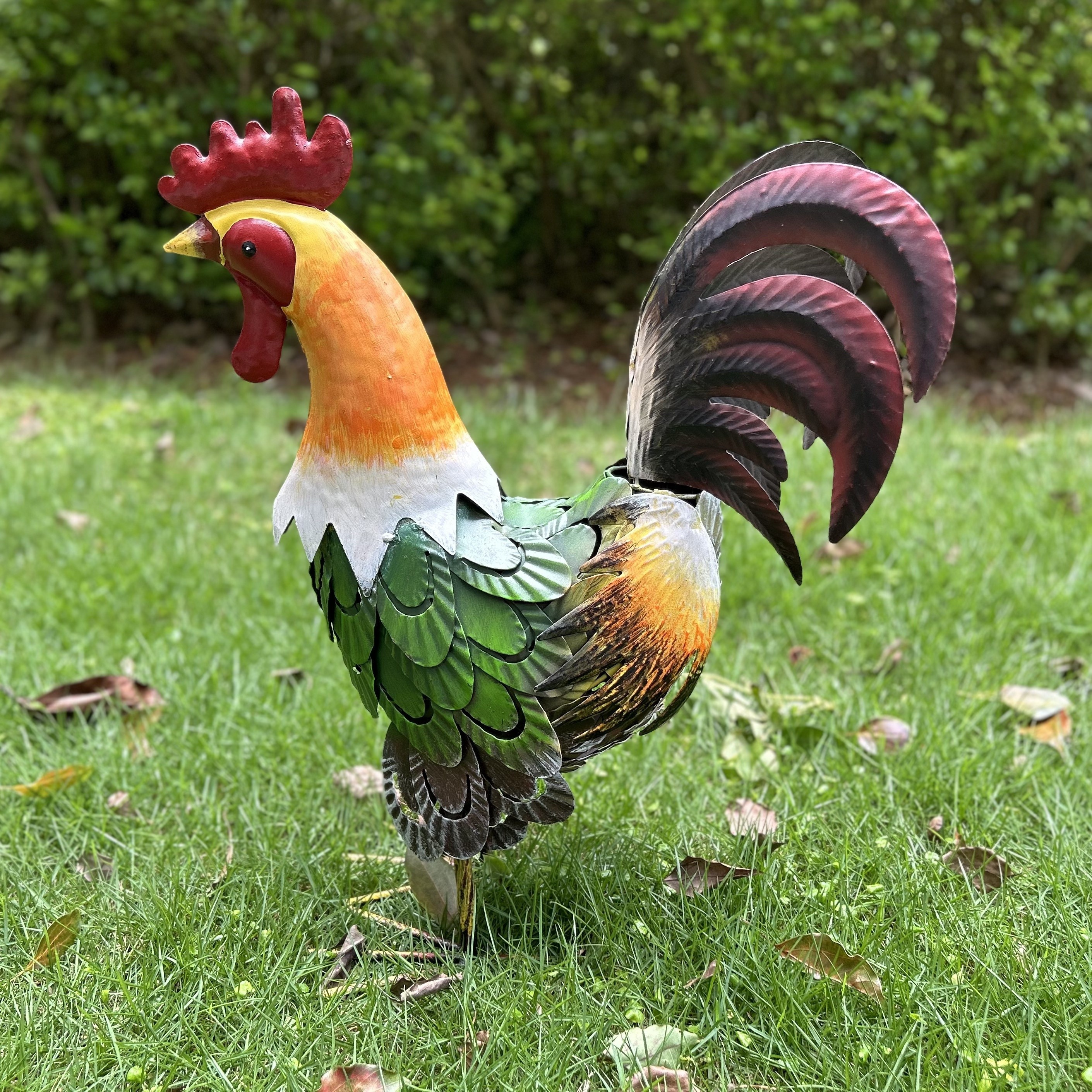 

19" Classic Metal Rooster Statue - Freestanding, Outdoor Garden & Yard Decor, Perfect For Easter Rooster Yard Decor Rooster Decor