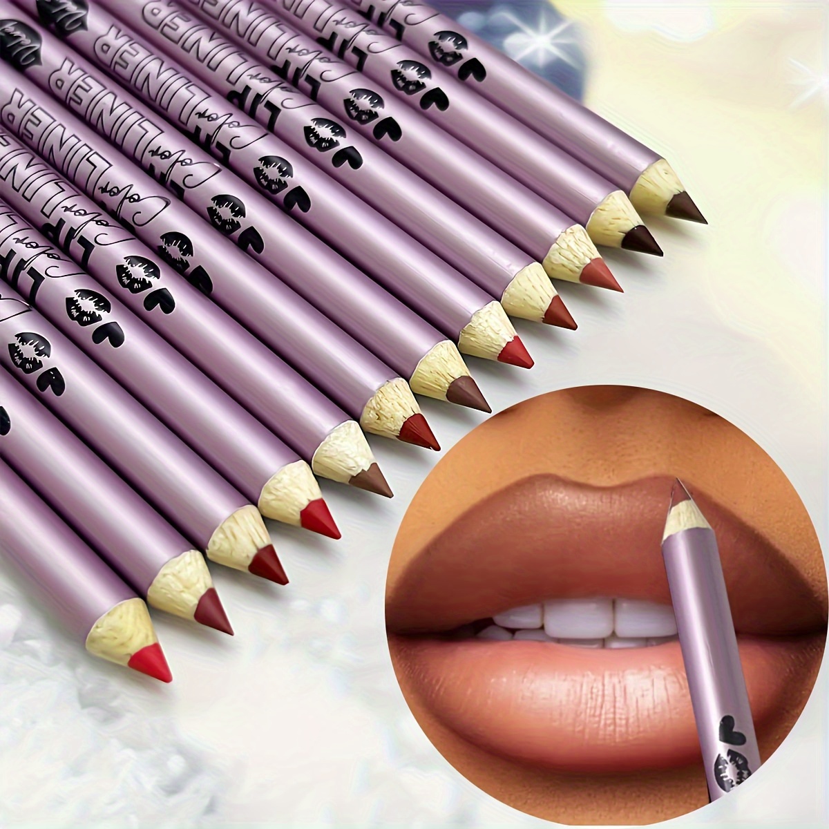 

12pcs Matte Lip Liner Pencils, Long-lasting Velvet Lip Liners, 12 Nude Shades For Lips Contouring, Smooth Application, Makeup Artist Essentials