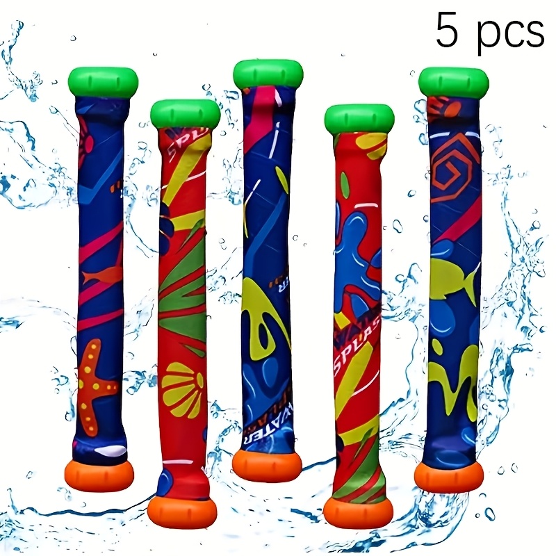 5pcs Underwater Deep Diving Stick Toys For Visual Development, Suitable For 3 Years Old And Above, Colorful And Lightweight Pool Diving Toys.