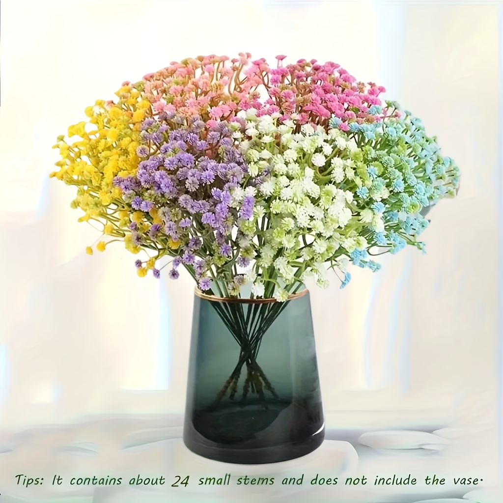 600 Flowers, 24 Bunches Of Artificial Baby's Breath Fake Flowers, High-quality Breathable Artificial , Realistic Touch Faux Flowers, Suitable For Indoor Home Decor, Office, Hotel, Parties, Decoration