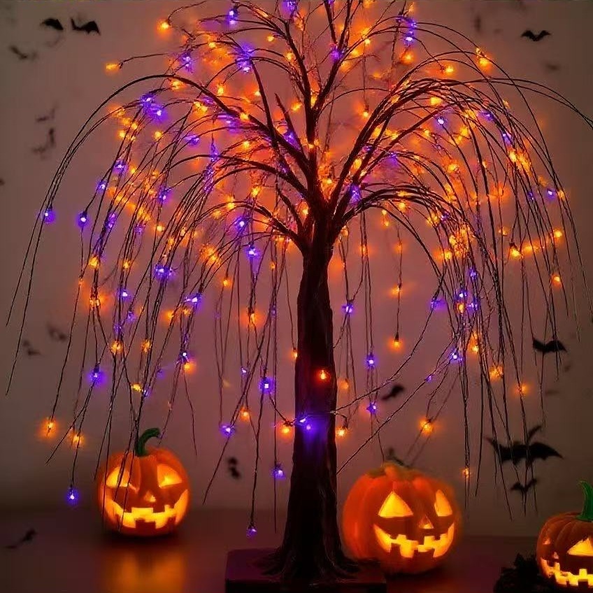 TEMU 192led High-brightness Lamp Beads Halloween Hut Decorations, Orange And Purple Lights Alternate, Christmas Colored Lights, Upgraded Detachable