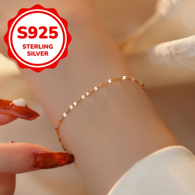 925 Silver Thin Lips Versatile Bracelet for Women