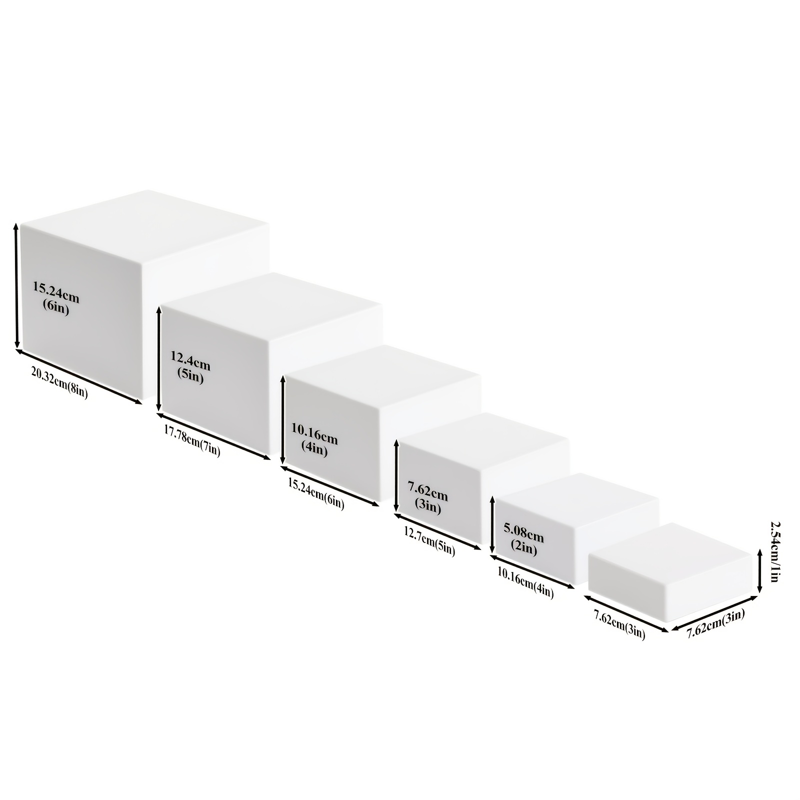 TEMU 6pcs White Acrylic Storage Rack Set, Stackable Organizer Combo, Multi-functional Desktop Storage Box, Suitable For Kitchen Cabinets And