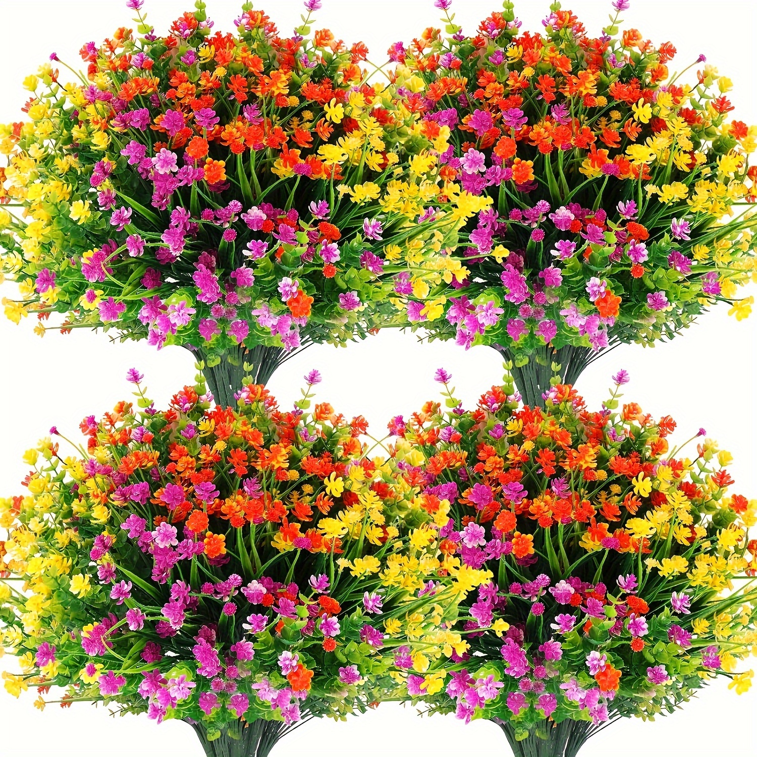 

36 Bundles Artificial Outdoor Flowers Plastic Uv Resistant Colorful Wild Flowers Fake Flowers Shrubs For Outdoor Window Porch Spring Summer Home Decor