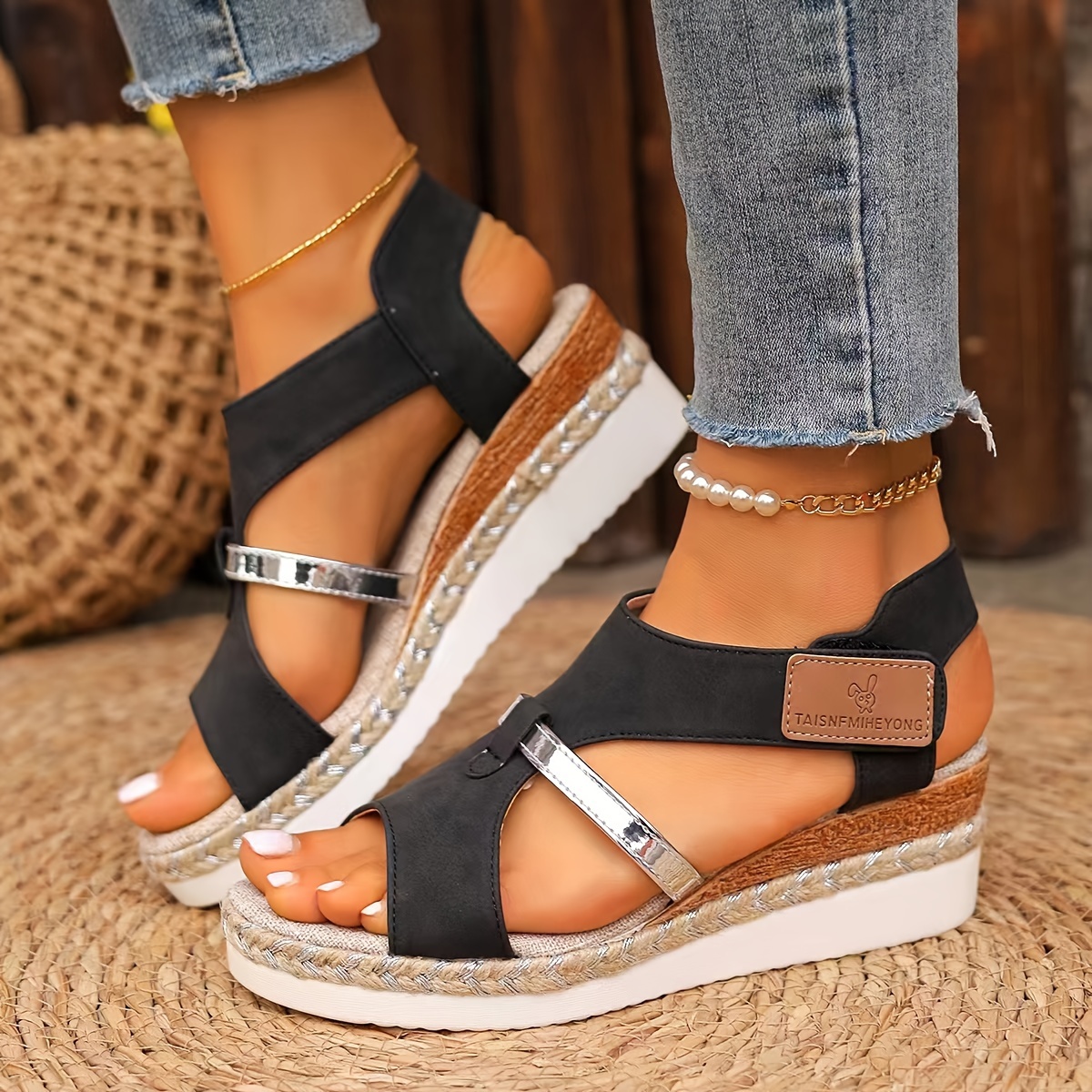 

Women's Summer Espadrille Platform Sandals, Chunky High Heel Open Toe Ankle Strap Fashionable Hollow-out Design