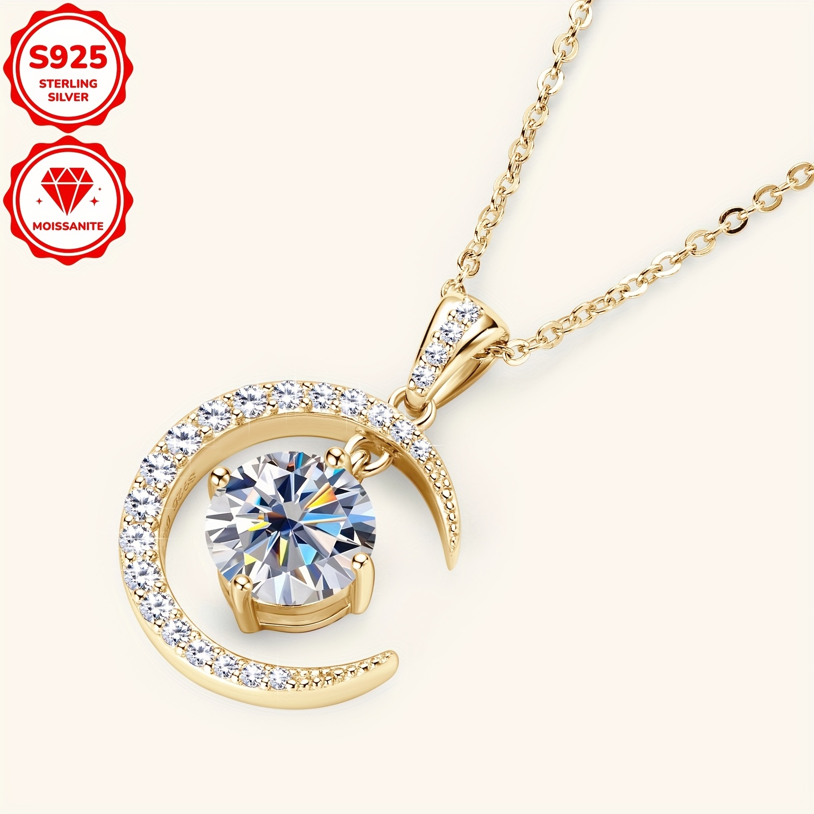 Women's 925 Sterling Silver Moon and Sun Elements Pendant Necklace