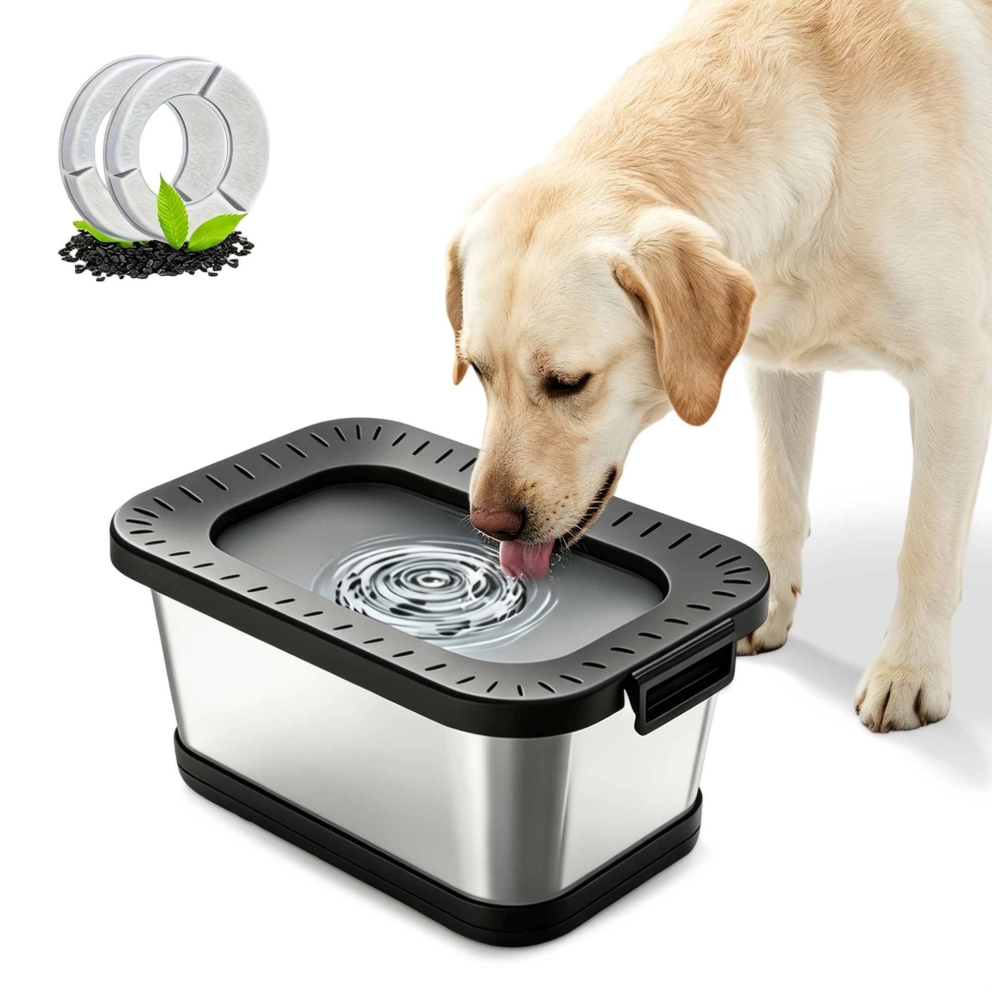 TEMU 7l Stainless Water Bowl, Large Capacity Anti-spill & Pet Bowl, Leak Resistant Slow Feeder For Dogs That Drink Messily, Heavy Duty Pet Bowl For