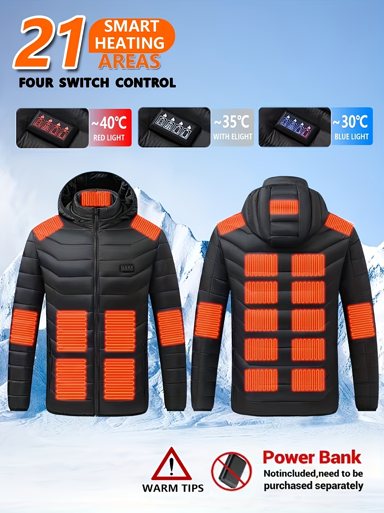 Winterjacke Heizjacke Usb Thermojacke Isoliert 21 Usb Aufladbar