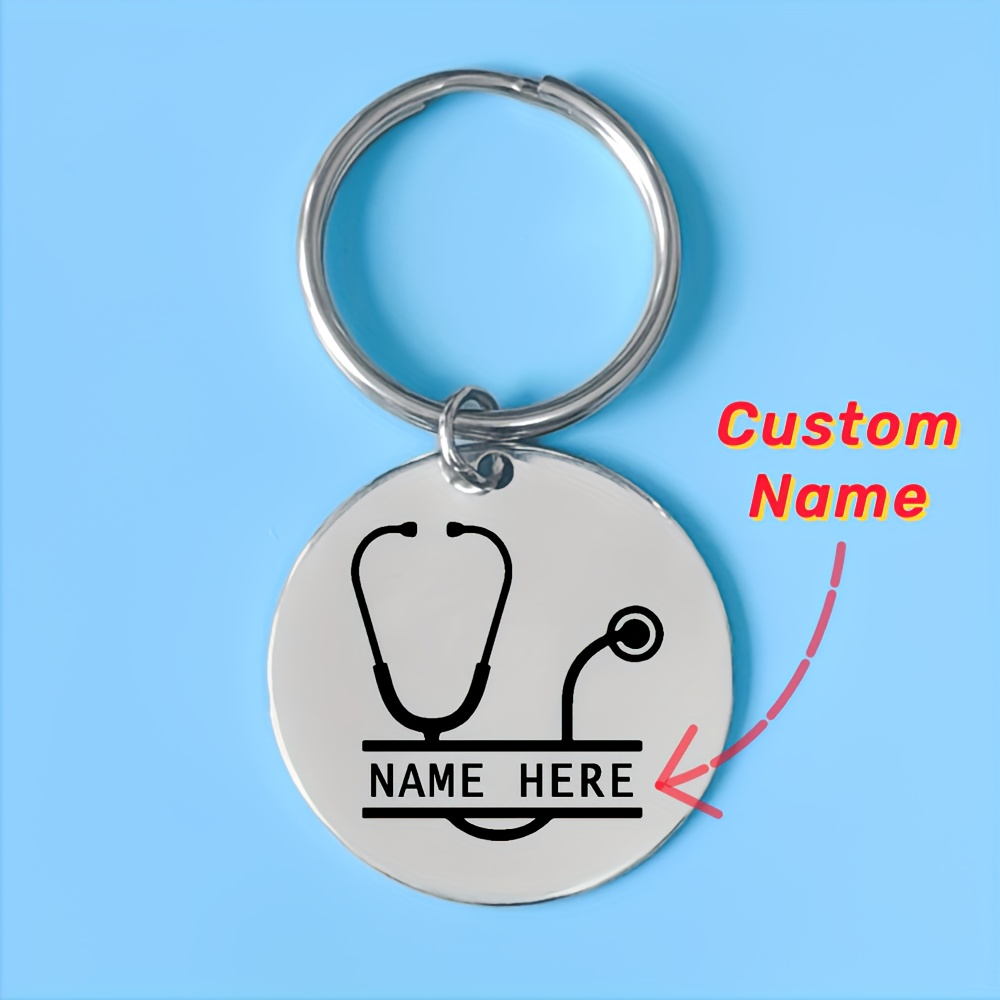 

Stethoscope Keychain, Steel, , Personalized Name, Theme, ' Accessory, Key For Christmas For , , , Nurses