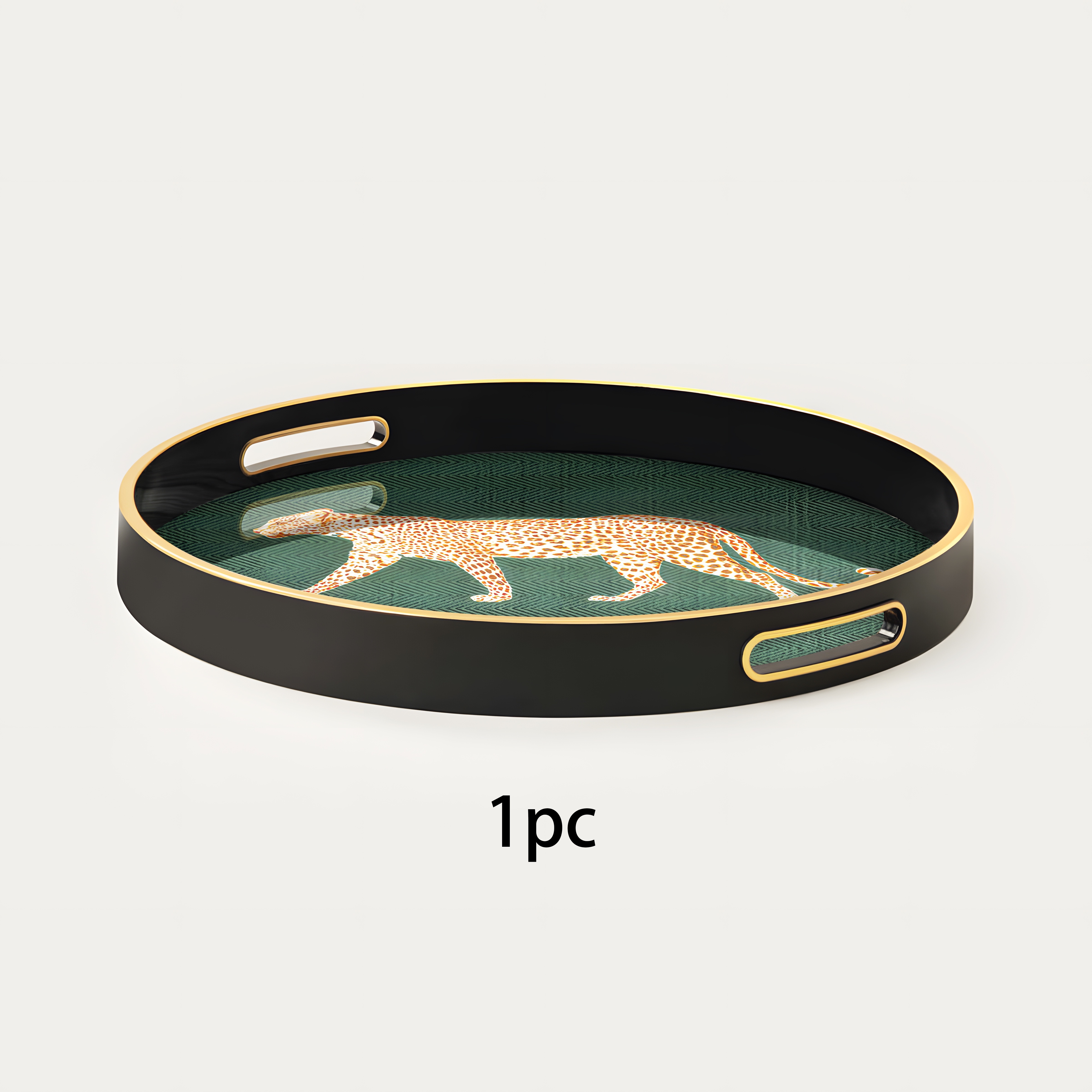 Leopard Art Glass Printed Jewelry Storage Tray, Perfume Tray