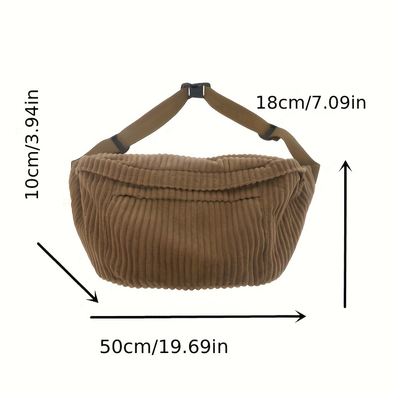 chic corduroy crossbody bag for women use office zip closure polyester lined details 4