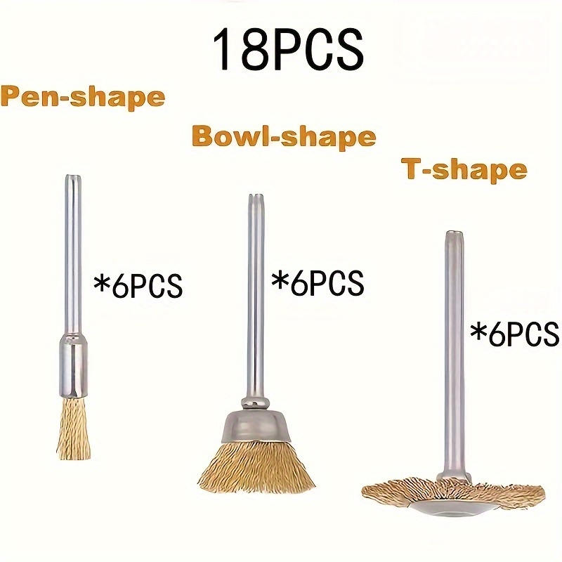 18pcs Professional Wire Brush Set – Polishing, Deburring, Rust Removal | Cup-shaped Head For Rotary Tools