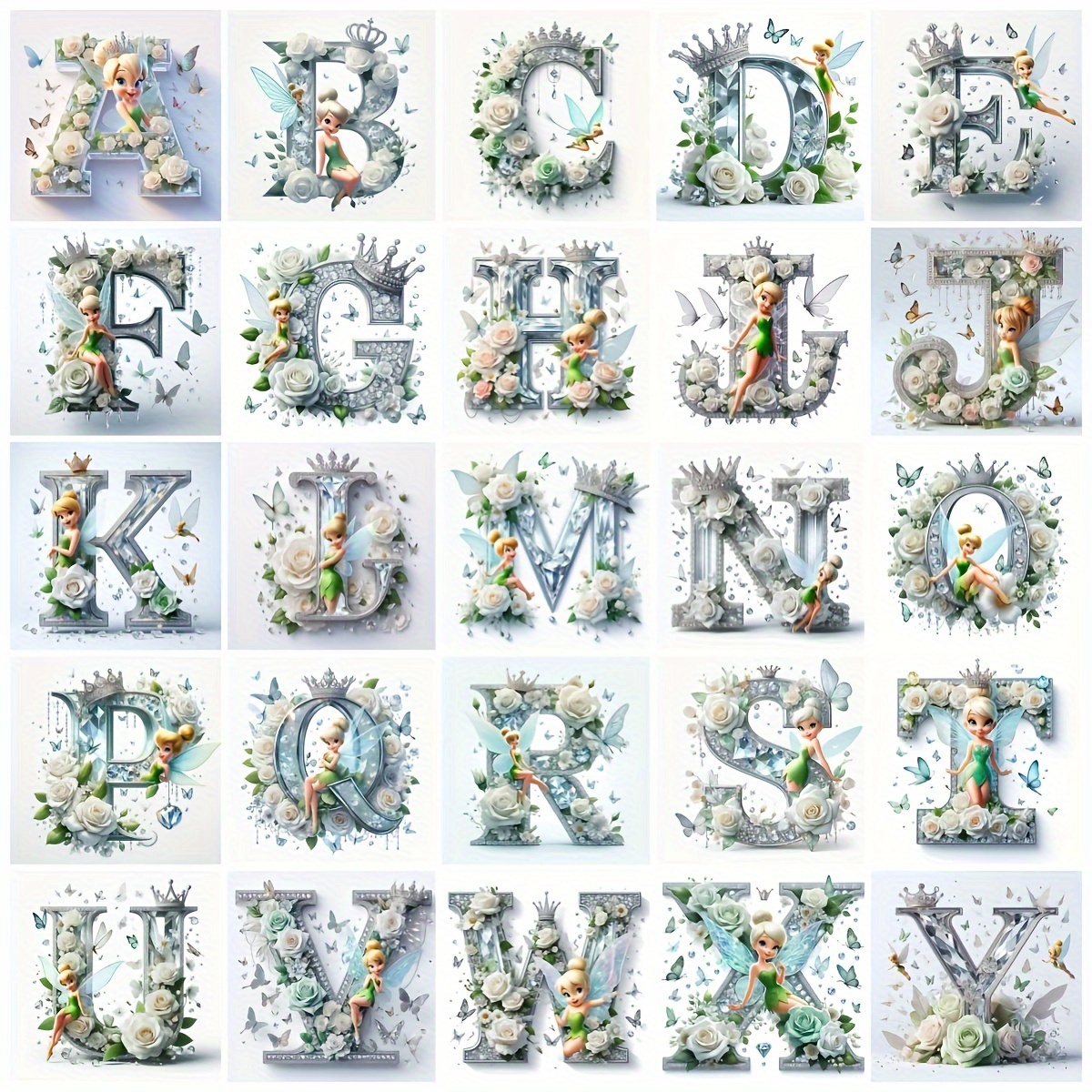 

Kit de peinture diamant 5D à soi- Mesuca, lettres A-Z, art diamant rond sur le thème des elfes de dessins animés, mosaïque sur toile à percer, décoration pour , 30 x 30 cm (11,81 x 11,81 pouces)