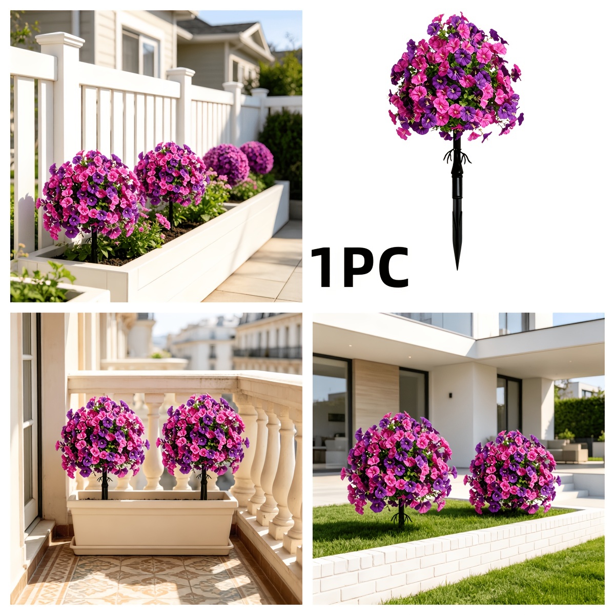 Image of 1pc Large Outdoor Decorative With - Realistic Bouquet With Green Leaves, Suitable For Indoor/outdoor Holiday Decorations, Maintenance-free, Durable, For And Holidays